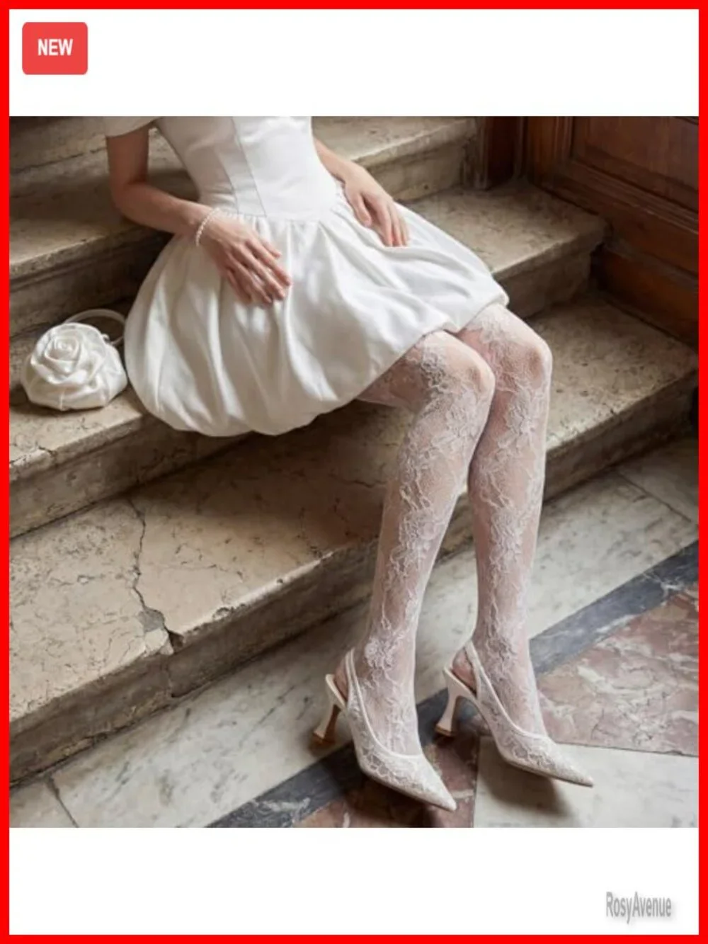 Lace Mesh Slingback Heels Pointed Toe Kitten Heel Wedding Pumps 2.5